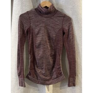 Lululemon 4 Woolly Wonder Turtleneck Merino Wool Base Layer On the Move Burgundy